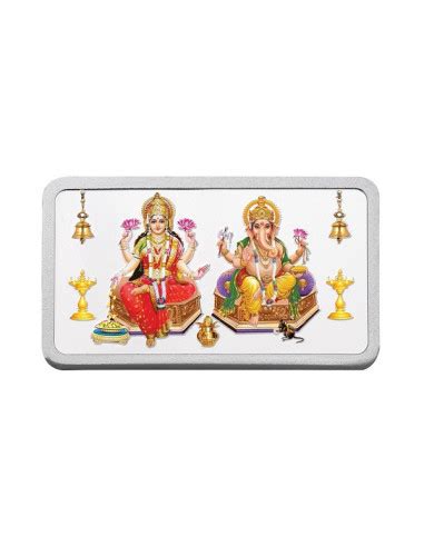 Kundan Lakshmi Ganesha Color Silver Bar Of 100 Gram in 999 Purity ...