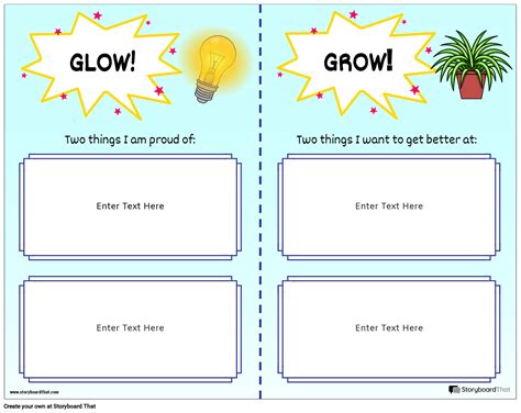 Glow and Grow Themed Exit Ticket Template Storyboard