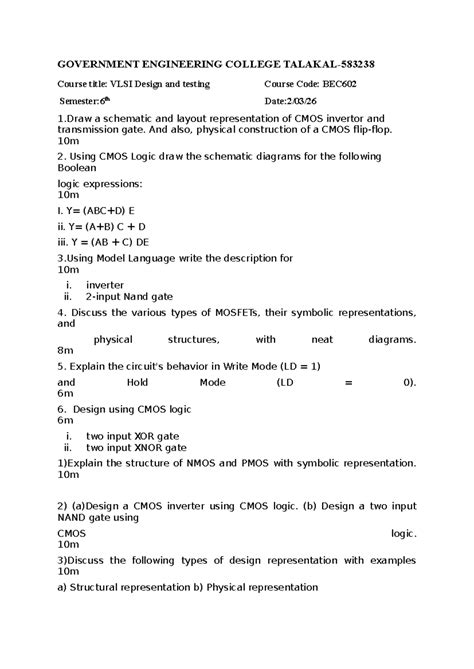 VLSI Design & Testing (BEC602) - CMOS Circuits & Logic Design - Studocu