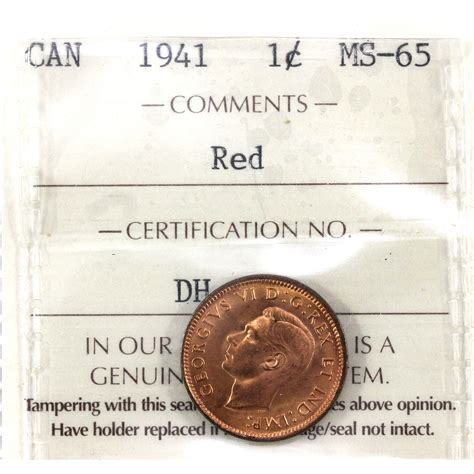 1-cent 1941 ICCS MS65 Red