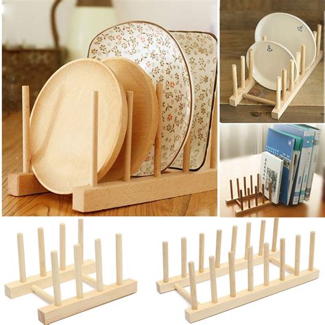 Connectwide Wood Bamboo Dish Rack Drainboard Drying Drainer Storage ...
