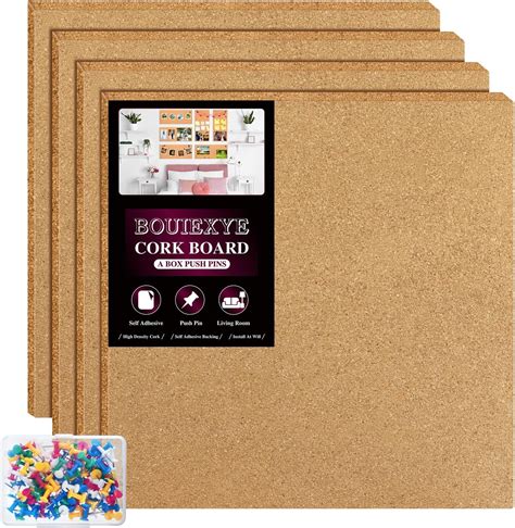Amazon.com : TUPARKA 4 Pack Cork Board 12"x12" - 1/4" Self-Adhesive ...