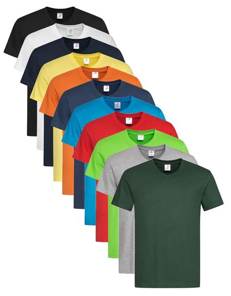 Stedman Cotton V-Neck TShirt Plain Basic Short Sleeve Vee T-Shirt Tee S ...