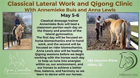 Classical Lateral Work and Qigong Clinic with Annemieke Buis and Anna ...