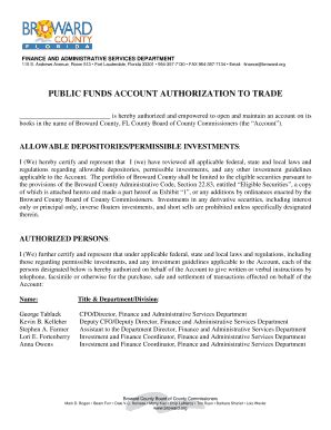 Fillable Online broward Public Funds Account Authorization To Trade ...