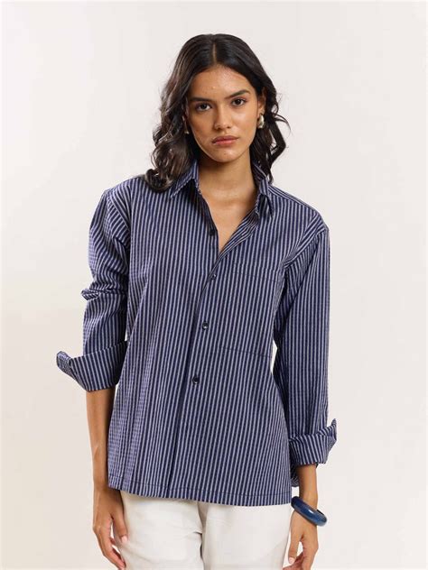 Buy Blue Striped Holiday Shirt Online at Best Price | 5Feet11