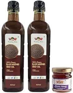 Wow Cooking - Organic Wood Pressed Black Mustard Oil (925 Ml x 2) with ...