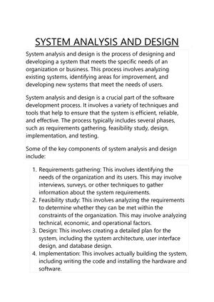 FFT (SAD) - SYSTEM AND ANALYSIS DESGIN NOTES BCA - System Analysis ...