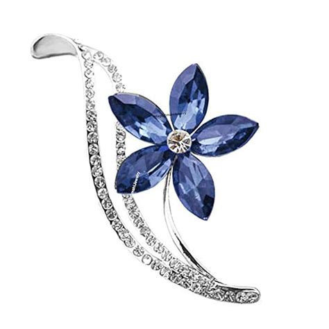 Mahi Rhodium Plated Floral Designer Montana Blue Crystal Brooch for ...