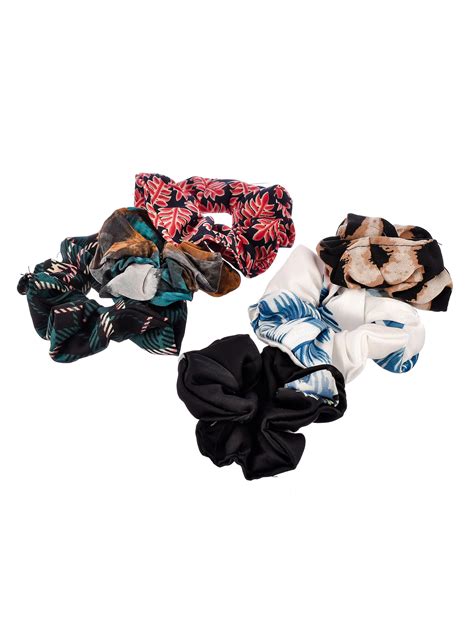 Buy Set of 6 Multi Colored Printed Ponytail Holder for Women Online at ...