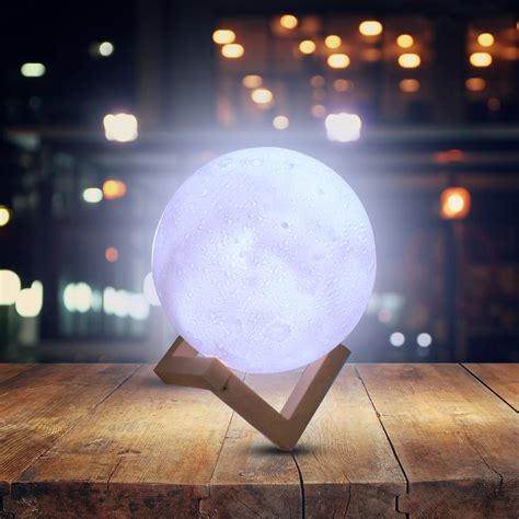 Moon Night Lamp with Plastic Stand Night Lamp for Bedroom (19 x14 Cm