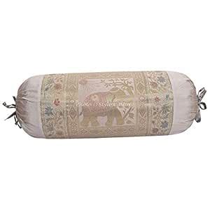 Buy Stylo Culture Polydupion Silk Decorative Cylindrical Yoga Bolster ...