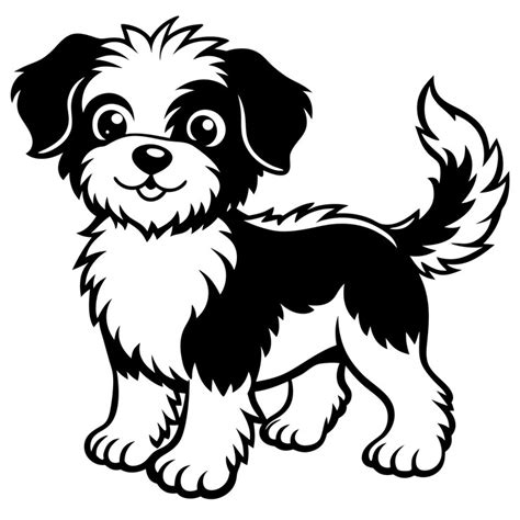 Un dessin en noir et blanc d'un chien avec une queue | Image Premium ...