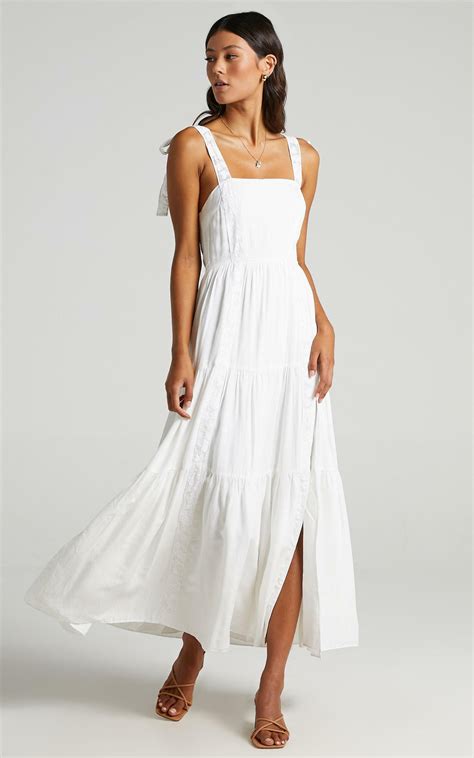 Afternoon Stroll Split Maxi Dress in White | Showpo | White dress ...