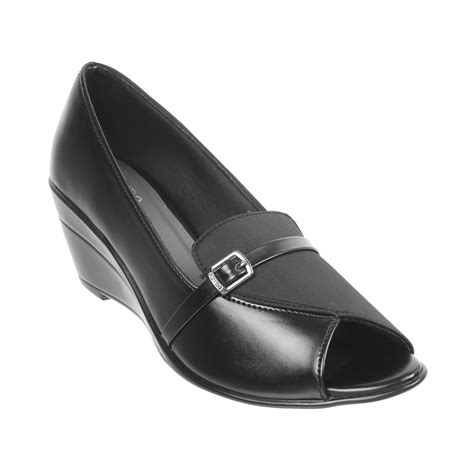 Buy Metro Womens Black Peep Toes WedgesMetro Women Black Synthetic Peep ...
