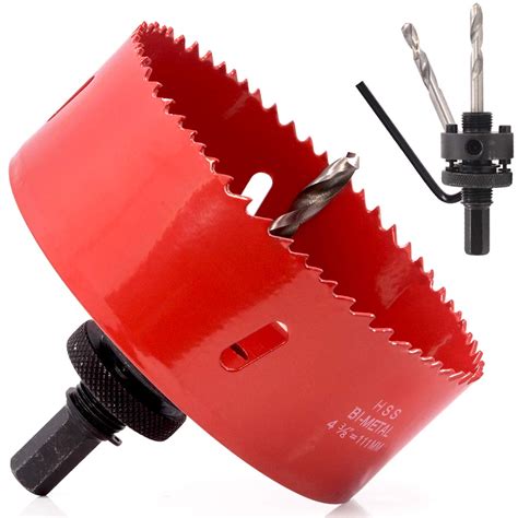 Koopi 4-3/8" Hole Saw with Heavy Duty Arbor, 38mm Depth Bi-Metal 1.5 ...