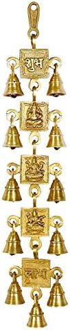 CRAFTHUT Laxmi Ganesh Saraswati Shubh Labh Brass Wall Hanging Bell (18 ...