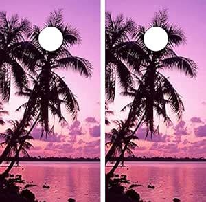 GRAPHIX EXPRESS C163 Palm Trees Beach Cornhole Board WRAP Wraps ...