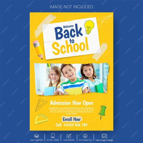 School admission back to school party flyer or poster educational print ...