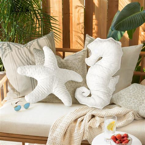 Amazon.com: Soaoo 3 Pcs White Starfish Shell Sea Snail Pillows 11.8 ...