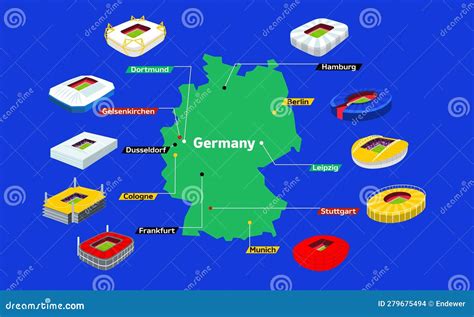 2024 Germany Football Stadium on Map. Set for Football Arenas. Soccer ...