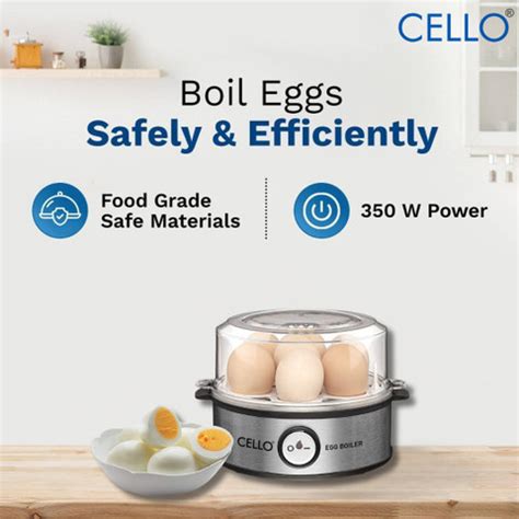 CELLO GEM 7 Smart Egg Boiler 360-Watts Transparent, Boil Up to 7 Eggs ...