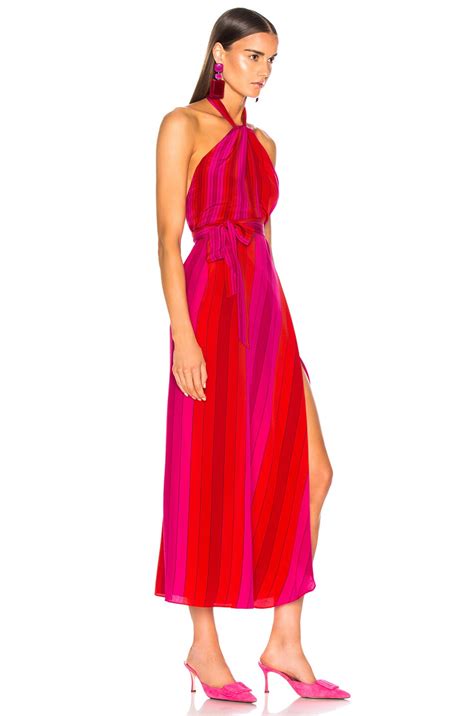 RIXO Bluebell Dress in Red Studio Stripe | FWRD