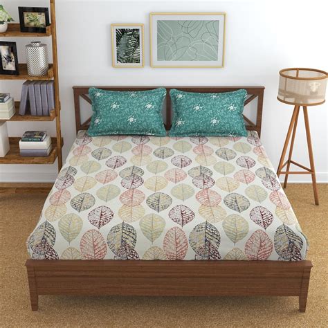 Comfesta Blossom Microfiber 210 TC Bed Sheet Printed (Double Bed with 2 ...