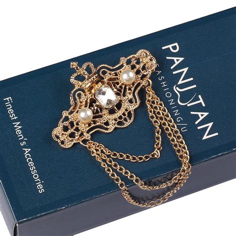 Buy Panjatan Men's Crown Floral Sherwani with Golden Chain Pin Brooch ...