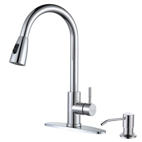 WOWOW Single-Handle Pull Down Sprayer Kitchen Faucet with Deckplate and ...