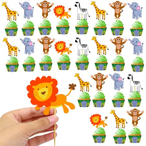Buy Party Propz Animal Cake Topper - 25Pcs Jungle Theme Cake Topper For ...