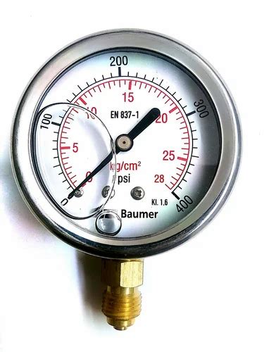 Pressure Gauges - Baumer SS pressure gauge 100mm dial bottom entry 1/2 ...
