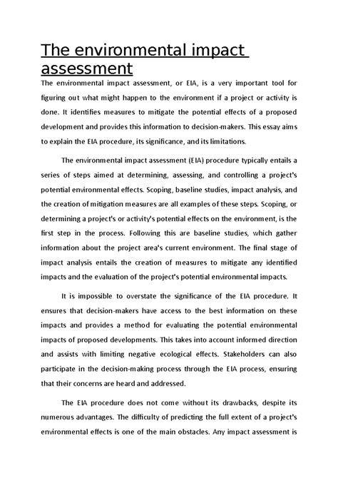 Comprehensive Overview of the Environmental Impact Assessment (EIA ...