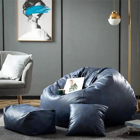 GIGLICK Classic Suede Bean Bag with Comfortable Legrest and Cushion ...