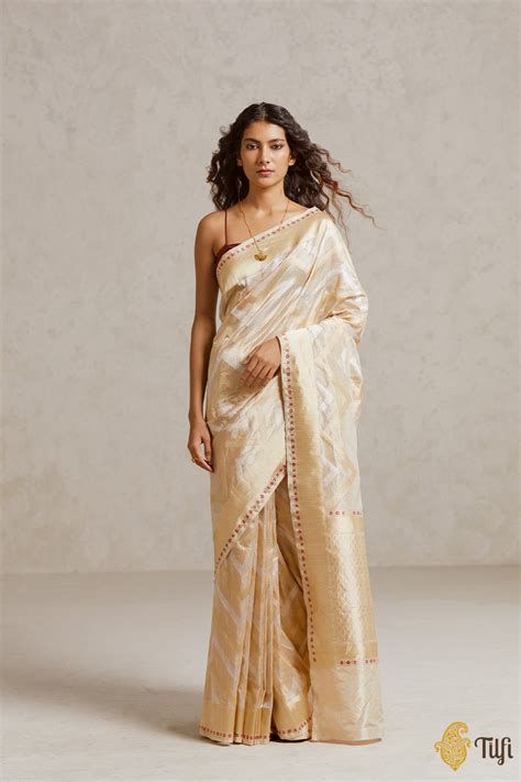 Gold Pure Katan Silk Tissue Banarasi Handloom Saree - Tilfi