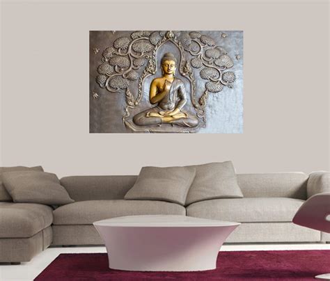 Masstone Sparkle Coated Vinyl Golden Buddha Wall Art, Multicolor ...
