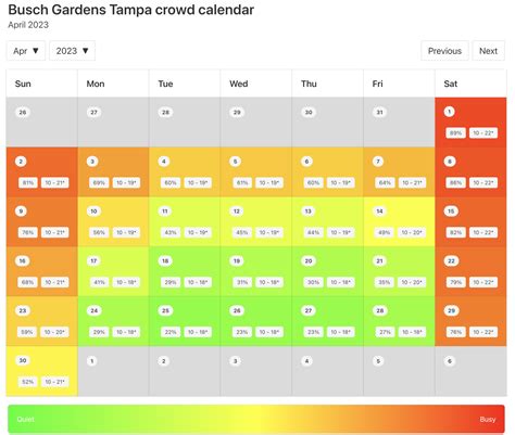 Busch Gardens Williamsburg Crowd Calendar 2018 | Fasci Garden