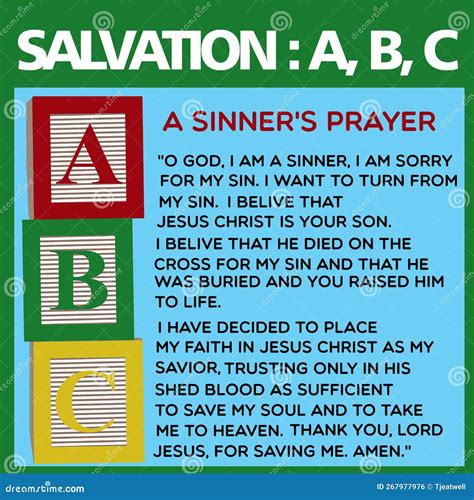 Salvation ABC, a Sinner S Prayer Stock Photo - Illustration of biblical ...