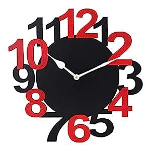 Buy Sehaz Artworks Black Red Wall Clocks for Bedroom | Wall Analog ...