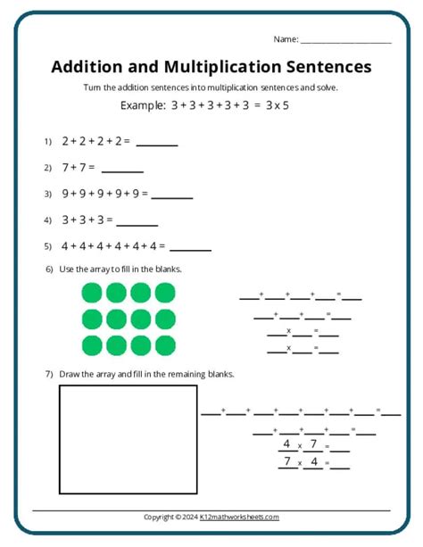 Image result for Multiplication Introduction Worksheets