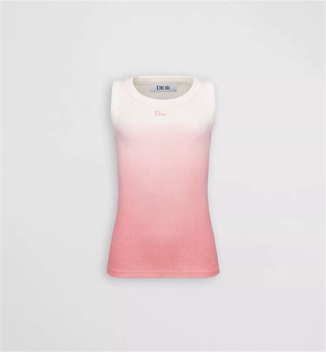 Kids' Tank Top Gradient Pink and Ivory Ribbed Cotton Jersey | DIOR