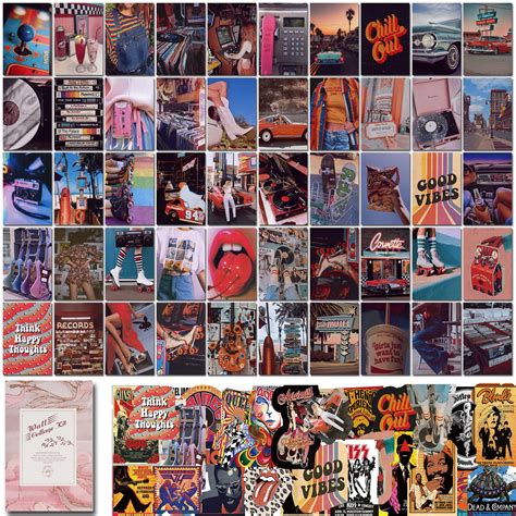 80pcs Retro Wall Collage Kit Aesthetic Pictures Vintage Posters Bedroom ...
