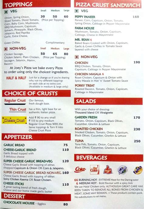 Menu at Joey's Pizza, Mumbai, Shop-1