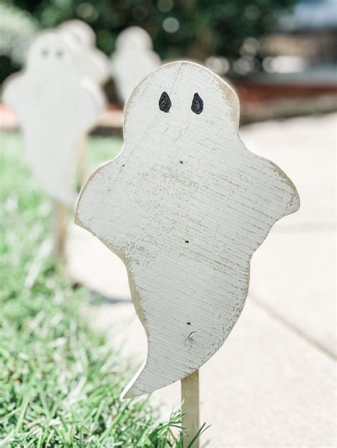Set of 4 Ghost Yard Stakes, Halloween Ghost, Wood Ghosts, Farmhouse ...