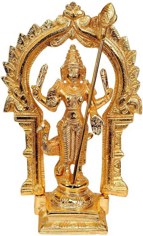 Buy Exotic India Karttikeya (in Sparkling Golden Hue) - Bronze Statue ...