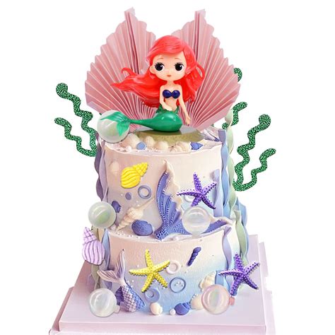 Buy MEMOVAN Mermaid Cake Topper 16pcs Under the Sea Cake Toppers ...