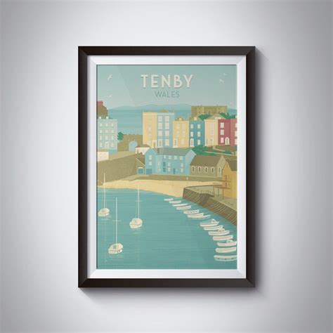 Tenby Poster, South Wales Travel Print, Welsh Gift, Tenby Harbour, Pembrokeshire Coast ...
