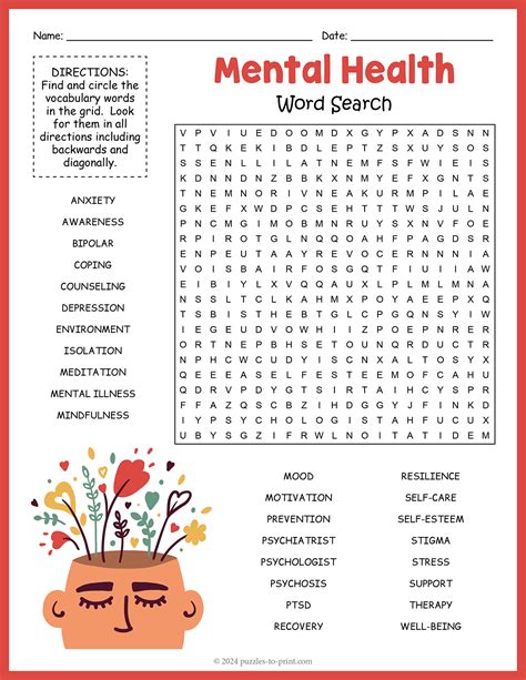 Mental Health Word Search