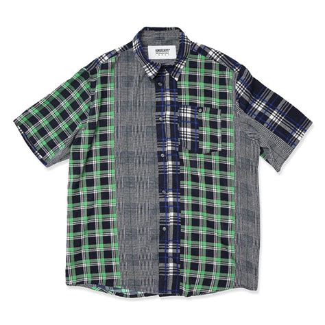 HOMBRE NINO : CRAZY PLAID S/S SHIRTS HN0241-SH0008 C/# NAVY/GREEN SIZE ...