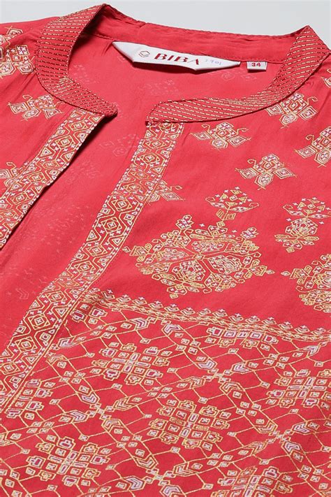 Pink Viscose Straight Printed 3 Piece Set